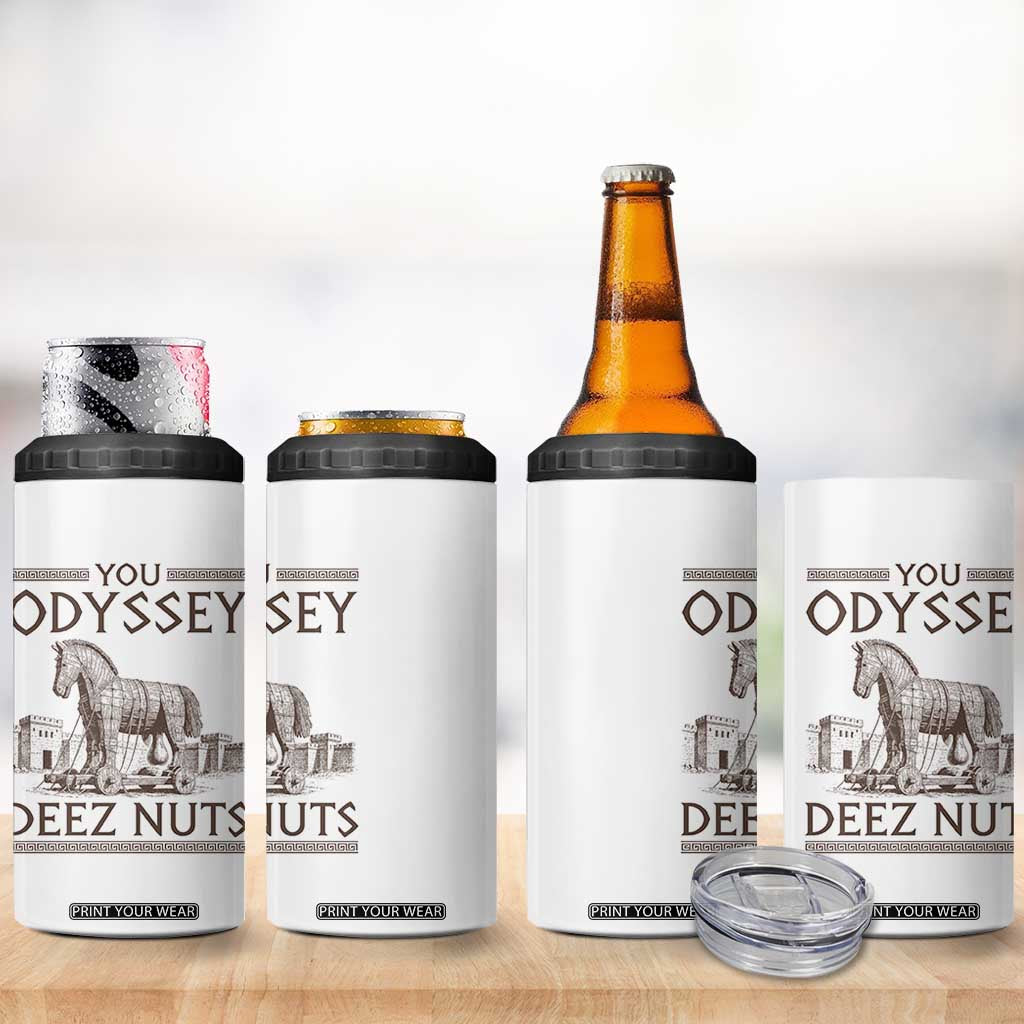 Funny Trojan Horse You Odyssey Deez Nuts 4 in 1 Can Cooler Tumbler Offensive Adult Humor Greek Mythology Humor