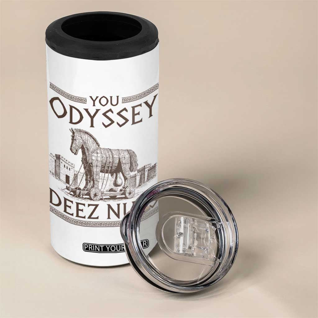 Funny Trojan Horse You Odyssey Deez Nuts 4 in 1 Can Cooler Tumbler Offensive Adult Humor Greek Mythology Humor