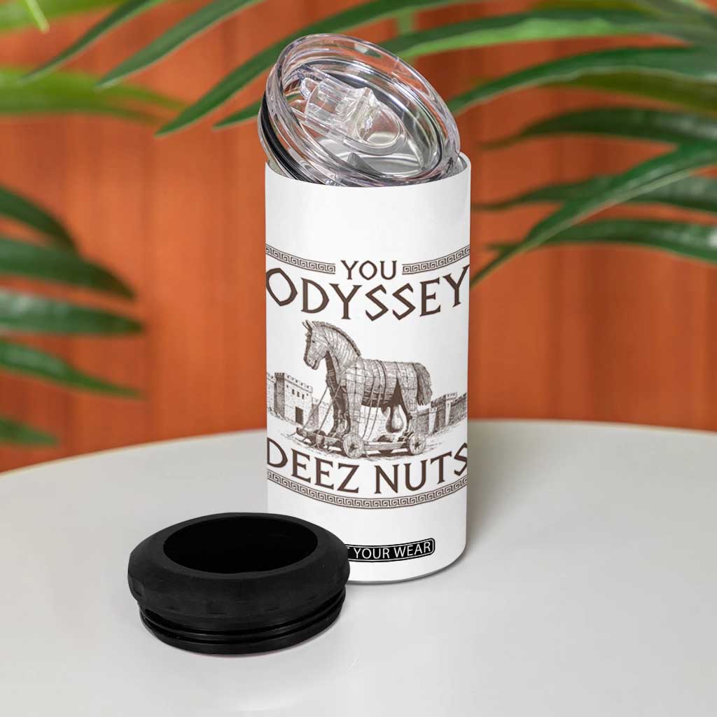 Funny Trojan Horse You Odyssey Deez Nuts 4 in 1 Can Cooler Tumbler Offensive Adult Humor Greek Mythology Humor