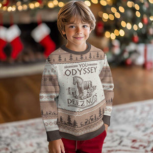 Funny Trojan Horse You Odyssey Deez Nuts Ugly Christmas Sweater Offensive Adult Humor Greek Mythology Humor