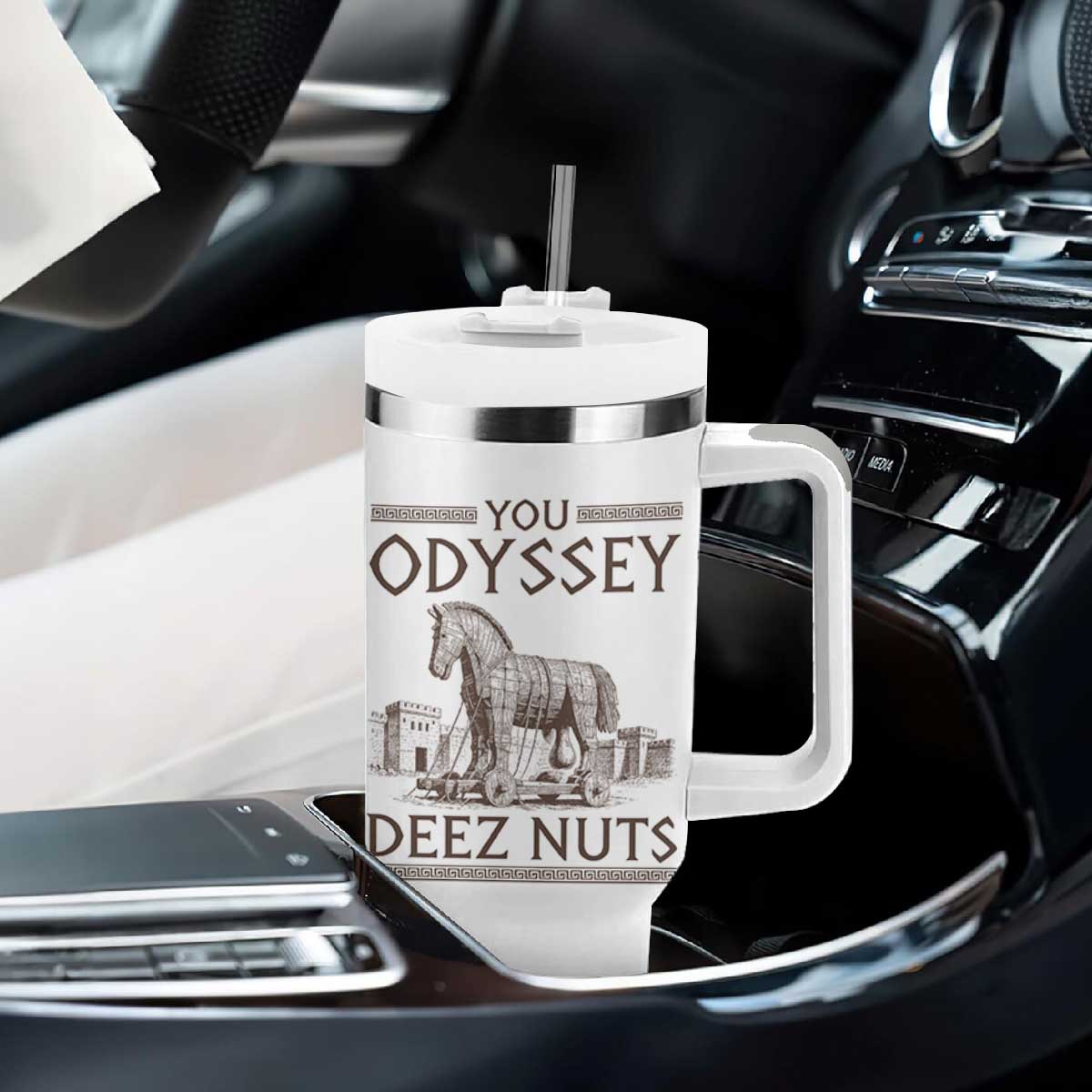 Funny Trojan Horse You Odyssey Deez Nuts Tumbler With Handle Offensive Adult Humor Greek Mythology Humor