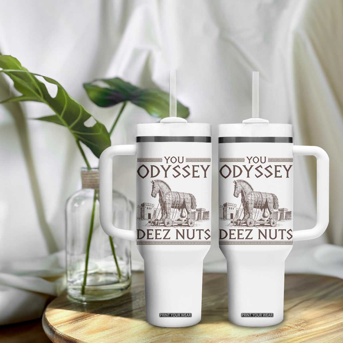 Funny Trojan Horse You Odyssey Deez Nuts Tumbler With Handle Offensive Adult Humor Greek Mythology Humor