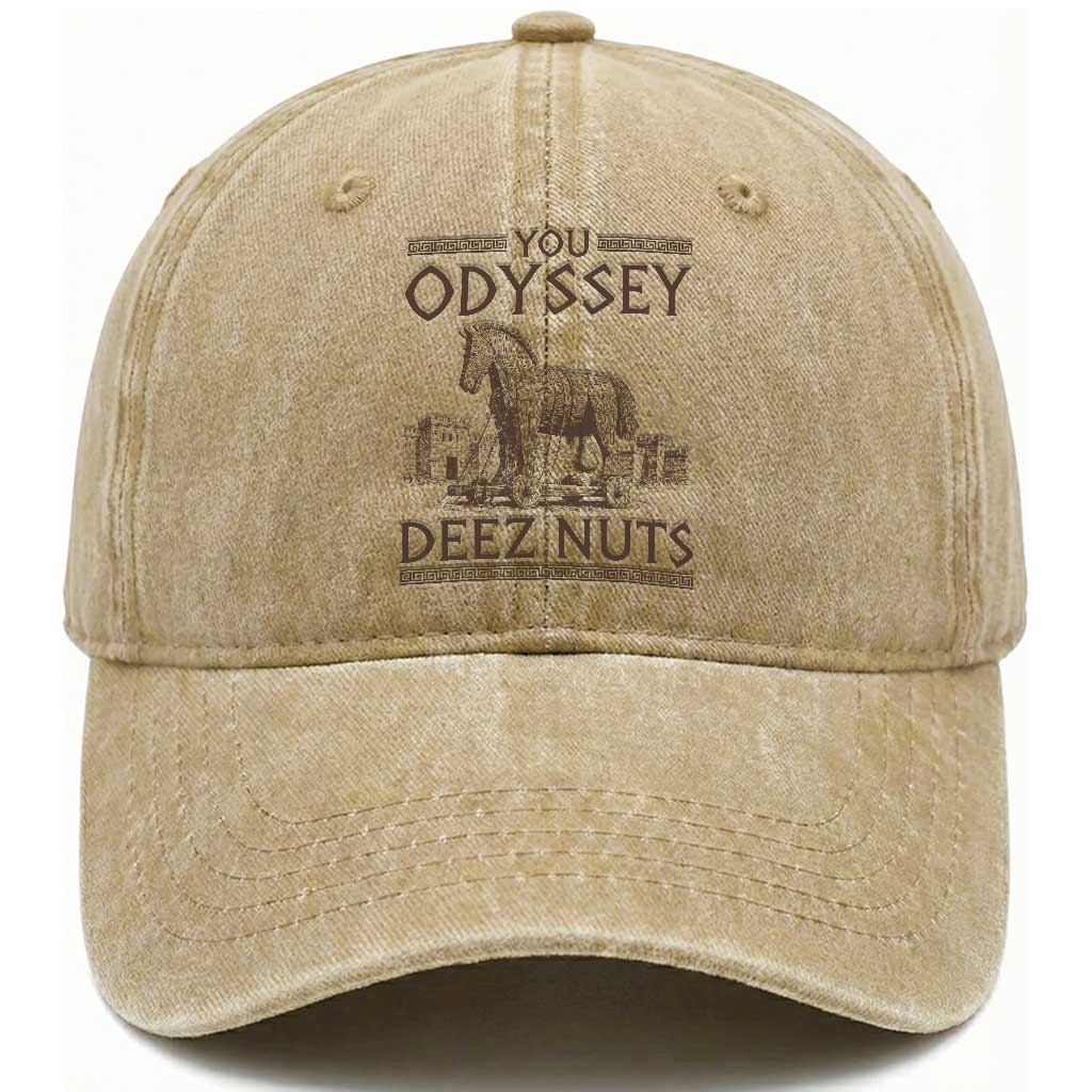 Funny Trojan Horse You Odyssey Deez Nuts Washed Cotton Baseball Cap Offensive Adult Humor Greek Mythology Humor TS02 Print Your Wear
