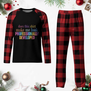 Does This Shirt Make Me Look Professionally Developed Plaid Pajama Set Funny Professional Development Workplace Humor