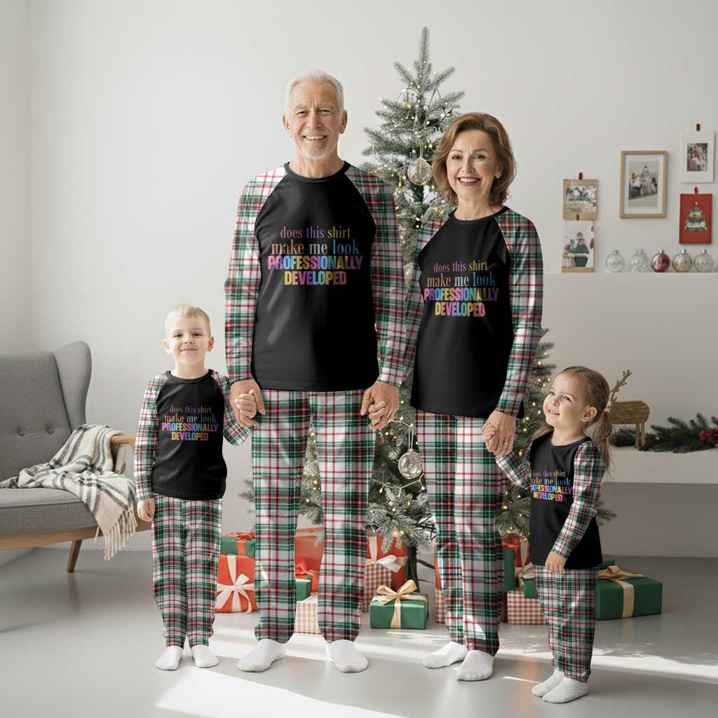 Does This Shirt Make Me Look Professionally Developed Plaid Pajama Set Funny Professional Development Workplace Humor