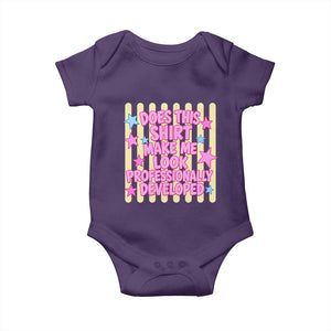 Does This Shirt Make Me Look Professionally Developed Baby Onesie Y2K Retro Stars Funny Professional Development Workplace Humor