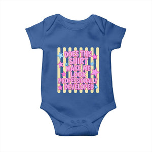 Does This Shirt Make Me Look Professionally Developed Baby Onesie Y2K Retro Stars Funny Professional Development Workplace Humor