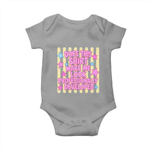 Does This Shirt Make Me Look Professionally Developed Baby Onesie Y2K Retro Stars Funny Professional Development Workplace Humor