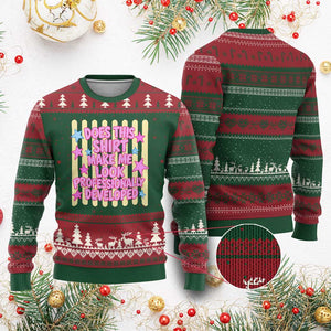 Does This Shirt Make Me Look Professionally Developed Ugly Christmas Sweater Y2K Retro Stars Funny Professional Development Workplace Humor