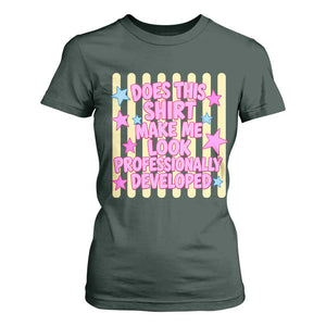 Does This Shirt Make Me Look Professionally Developed T Shirt For Women Y2K Retro Stars Funny Professional Development Workplace Humor