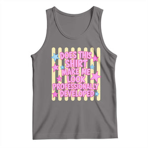 Does This Shirt Make Me Look Professionally Developed Tank Top Y2K Retro Stars Funny Professional Development Workplace Humor