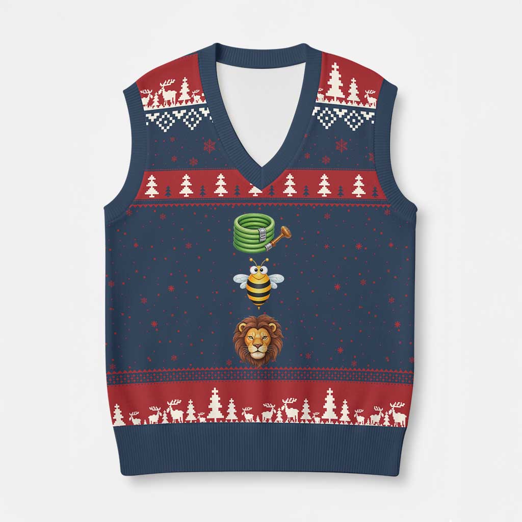 Hose Bee Lion Meme Slang Funny Sarcastic Pun Graphic V-Neck Knit Sweater Vest