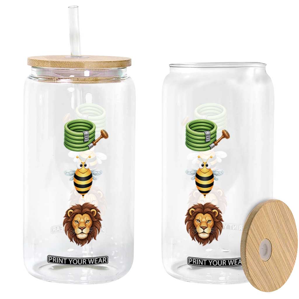 Hose Bee Lion Meme Slang Funny Sarcastic Pun Graphic Glass Can