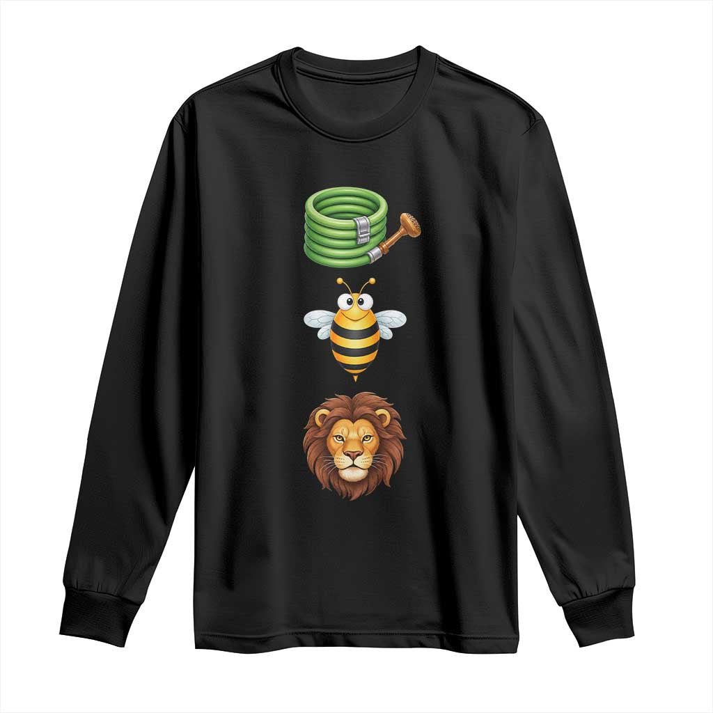 Hose Bee Lion Meme Slang Funny Sarcastic Pun Graphic Long Sleeve Shirt TS02 Black Print Your Wear