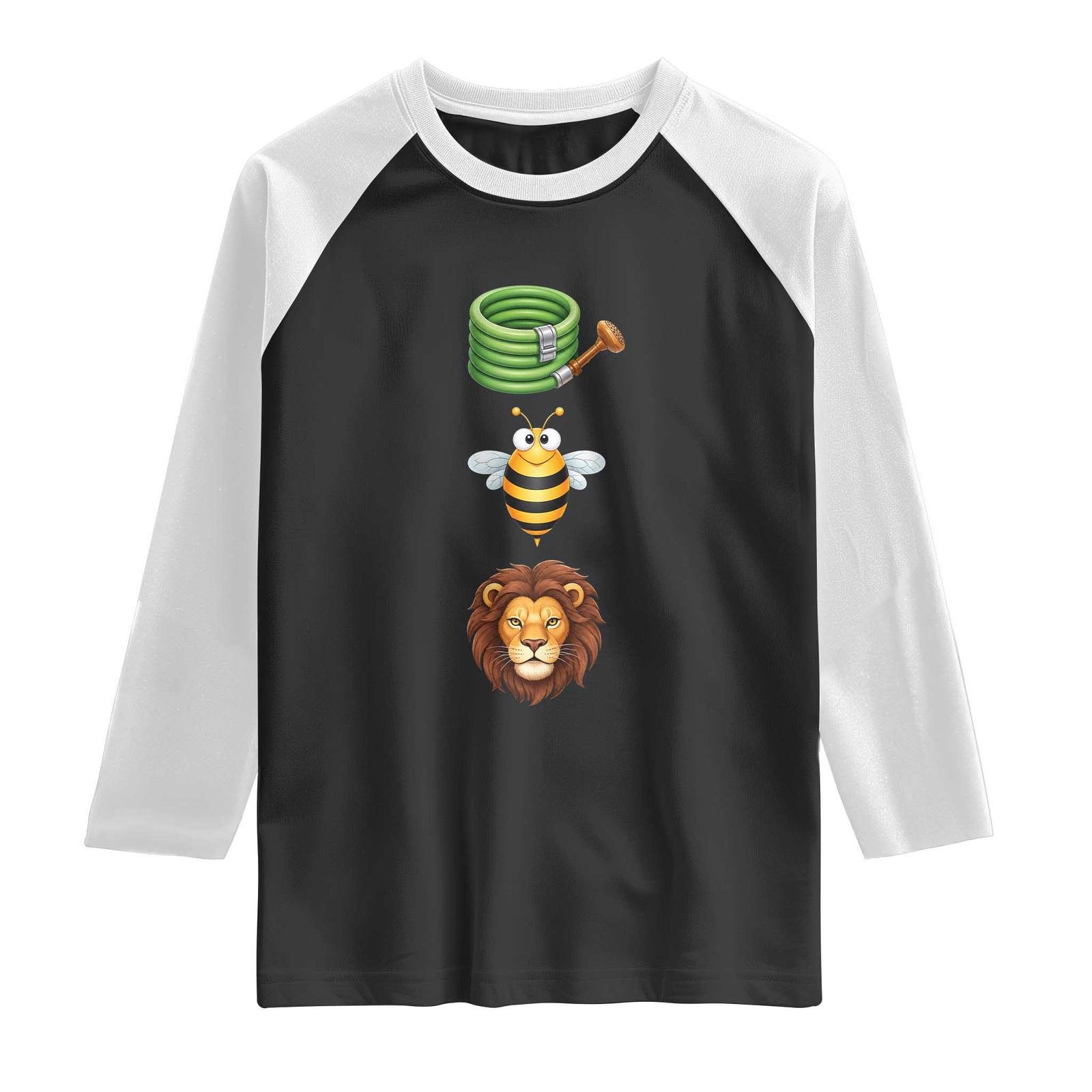 Hose Bee Lion Meme Slang Funny Sarcastic Pun Graphic Raglan Shirt TS02 Black White Print Your Wear