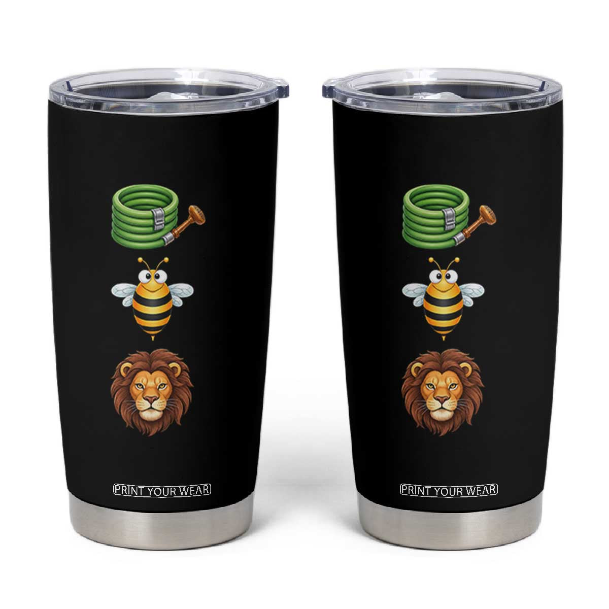 Hose Bee Lion Meme Slang Funny Sarcastic Pun Graphic Tumbler Cup TS02 Black Print Your Wear