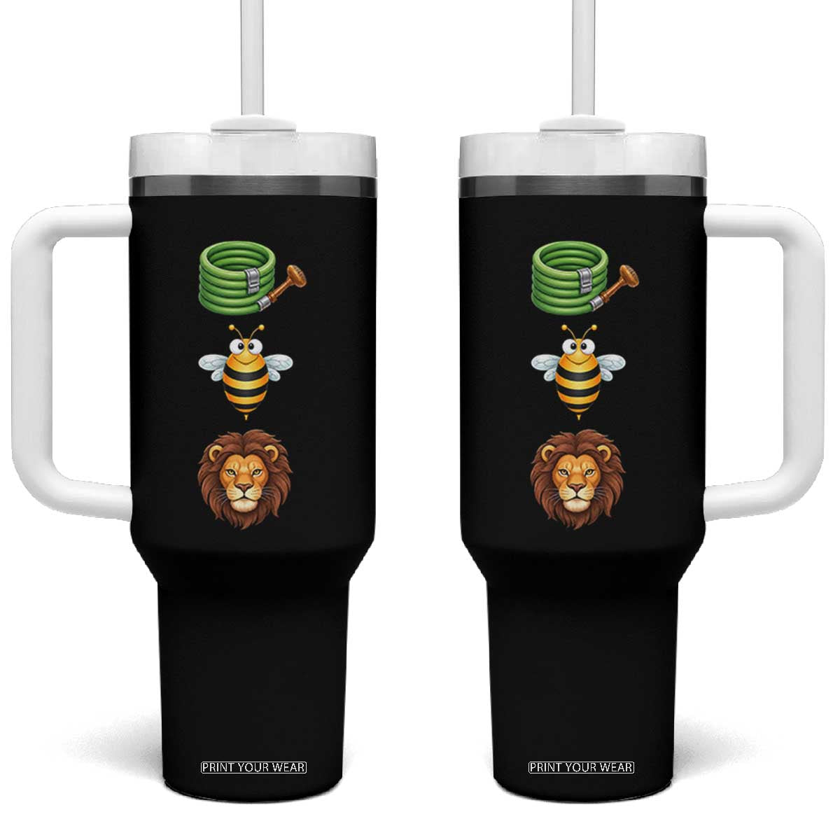 Hose Bee Lion Meme Slang Funny Sarcastic Pun Graphic Tumbler With Handle TS02 One Size: 40 oz Black Print Your Wear