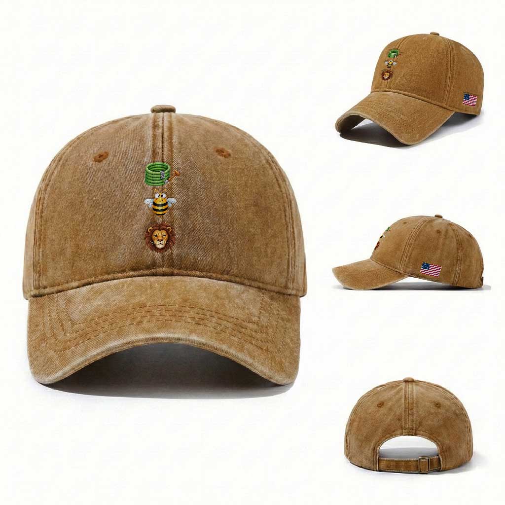 Hose Bee Lion Meme Slang Funny Sarcastic Pun Graphic Washed Cotton Baseball Cap