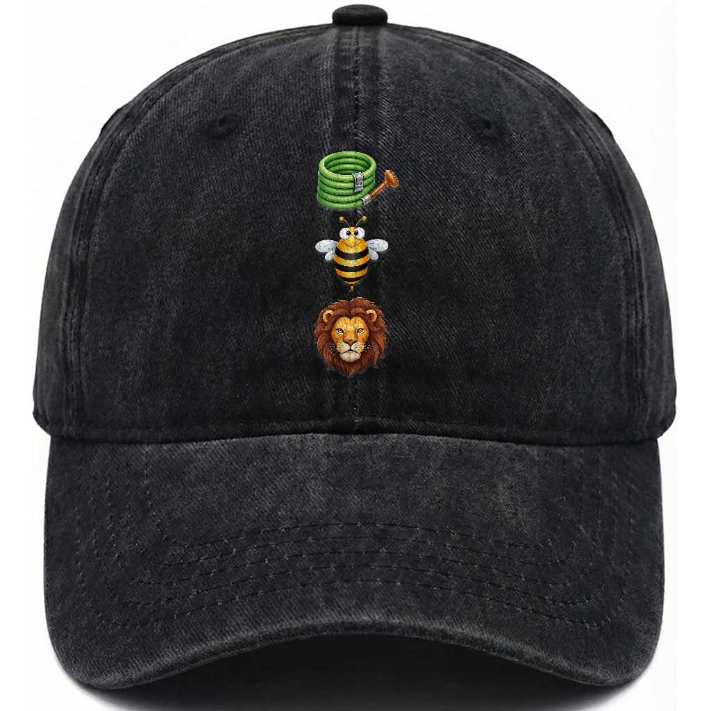 Hose Bee Lion Meme Slang Funny Sarcastic Pun Graphic Washed Cotton Baseball Cap TS02 Print Your Wear