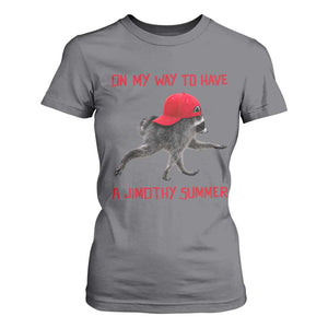 On My Way To Have A Jimothy Summer T Shirt For Women Funny Viral Seattle Raccoon Wearing Red Cap