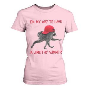 On My Way To Have A Jimothy Summer T Shirt For Women Funny Viral Seattle Raccoon Wearing Red Cap