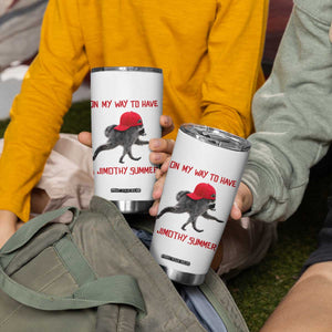 On My Way To Have A Jimothy Summer Tumbler Cup Funny Viral Seattle Raccoon Wearing Red Cap