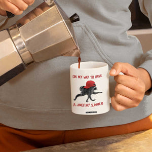 On My Way To Have A Jimothy Summer Coffee Mug Funny Viral Seattle Raccoon Wearing Red Cap