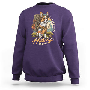 Funny Hiking Dog Sweatshirt Out Of Breath Hiking Society Don't Worry I'll Be There In A Minute TS02 Purple Printyourwear