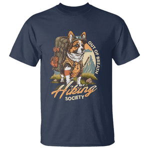 Funny Hiking Dog T Shirt Out Of Breath Hiking Society Don't Worry I'll Be There In A Minute TS02 Navy Printyourwear