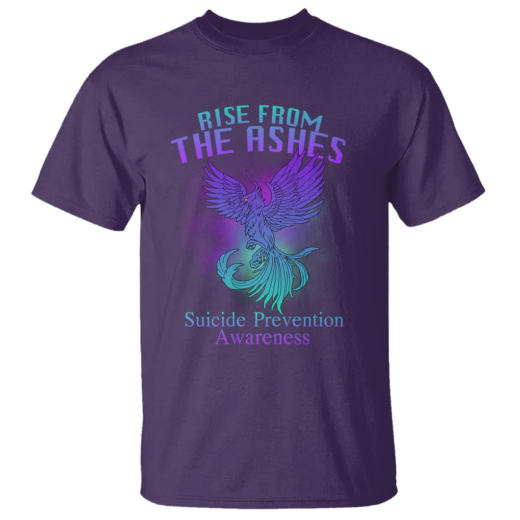 Suicide Prevention T Shirt Rise From The Ashes Phoenix Teal And Purple Suicide Awareness TS02 Purple Printyourwear
