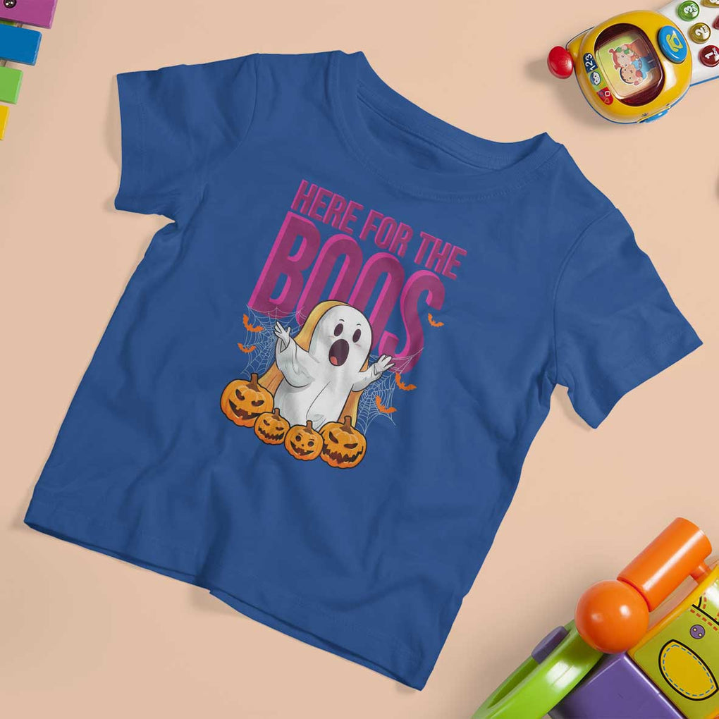 Boo Sheet T Shirt For Kid Here For The Boos Spooky Halloween Ghost Costume TS02 Royal Blue Print Your Wear