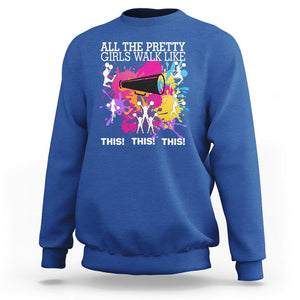 Funny Cheer Girls Sweatshirt All The Pretty Girls Walk Like This This This Cheerleader Cheerleading TS02 Royal Blue Printyourwear