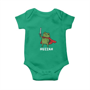 Funny Huzzah Frog Meme Baby Onesie Knight with Sword Whimsical Viral Amphibian Humor TS02 Irish Green Print Your Wear