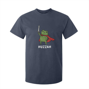 Funny Huzzah Frog Meme T Shirt For Kid Knight with Sword Whimsical Viral Amphibian Humor TS02 Navy Print Your Wear