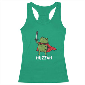 Funny Huzzah Frog Meme Racerback Tank Top Knight with Sword Whimsical Viral Amphibian Humor TS02 Irish Green Print Your Wear