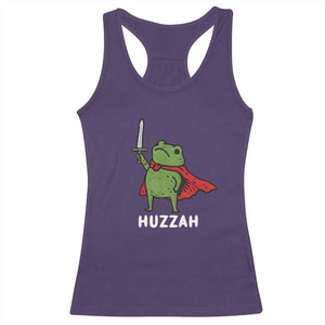 Funny Huzzah Frog Meme Racerback Tank Top Knight with Sword Whimsical Viral Amphibian Humor TS02 Purple Print Your Wear