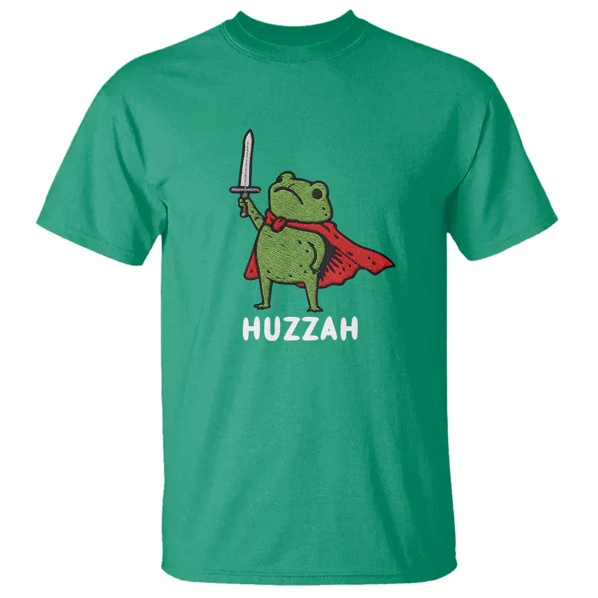 Funny Huzzah Frog Meme T Shirt Knight with Sword Whimsical Viral Amphibian Humor TS02 Irish Green Print Your Wear