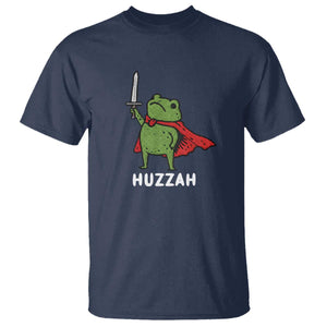 Funny Huzzah Frog Meme T Shirt Knight with Sword Whimsical Viral Amphibian Humor TS02 Navy Print Your Wear