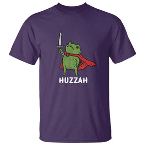 Funny Huzzah Frog Meme T Shirt Knight with Sword Whimsical Viral Amphibian Humor TS02 Purple Print Your Wear