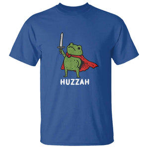 Funny Huzzah Frog Meme T Shirt Knight with Sword Whimsical Viral Amphibian Humor TS02 Royal Blue Print Your Wear