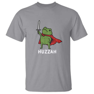 Funny Huzzah Frog Meme T Shirt Knight with Sword Whimsical Viral Amphibian Humor TS02 Sport Gray Print Your Wear