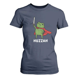 Funny Huzzah Frog Meme T Shirt For Women Knight with Sword Whimsical Viral Amphibian Humor TS02 Navy Print Your Wear