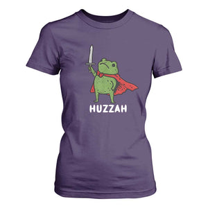 Funny Huzzah Frog Meme T Shirt For Women Knight with Sword Whimsical Viral Amphibian Humor TS02 Purple Print Your Wear