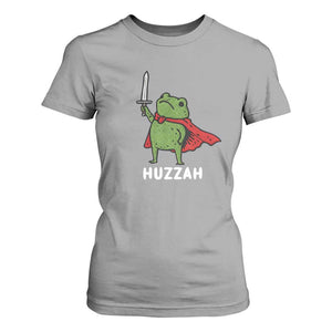 Funny Huzzah Frog Meme T Shirt For Women Knight with Sword Whimsical Viral Amphibian Humor TS02 Sport Gray Print Your Wear
