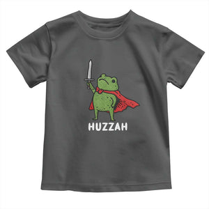 Funny Huzzah Frog Meme Toddler T Shirt Knight with Sword Whimsical Viral Amphibian Humor TS02 Dark Heather Print Your Wear