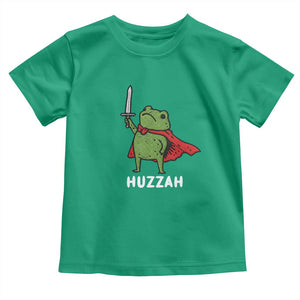 Funny Huzzah Frog Meme Toddler T Shirt Knight with Sword Whimsical Viral Amphibian Humor TS02 Irish Green Print Your Wear