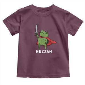 Funny Huzzah Frog Meme Toddler T Shirt Knight with Sword Whimsical Viral Amphibian Humor TS02 Maroon Print Your Wear