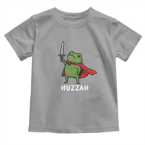 Funny Huzzah Frog Meme Toddler T Shirt Knight with Sword Whimsical Viral Amphibian Humor TS02 Sport Gray Print Your Wear