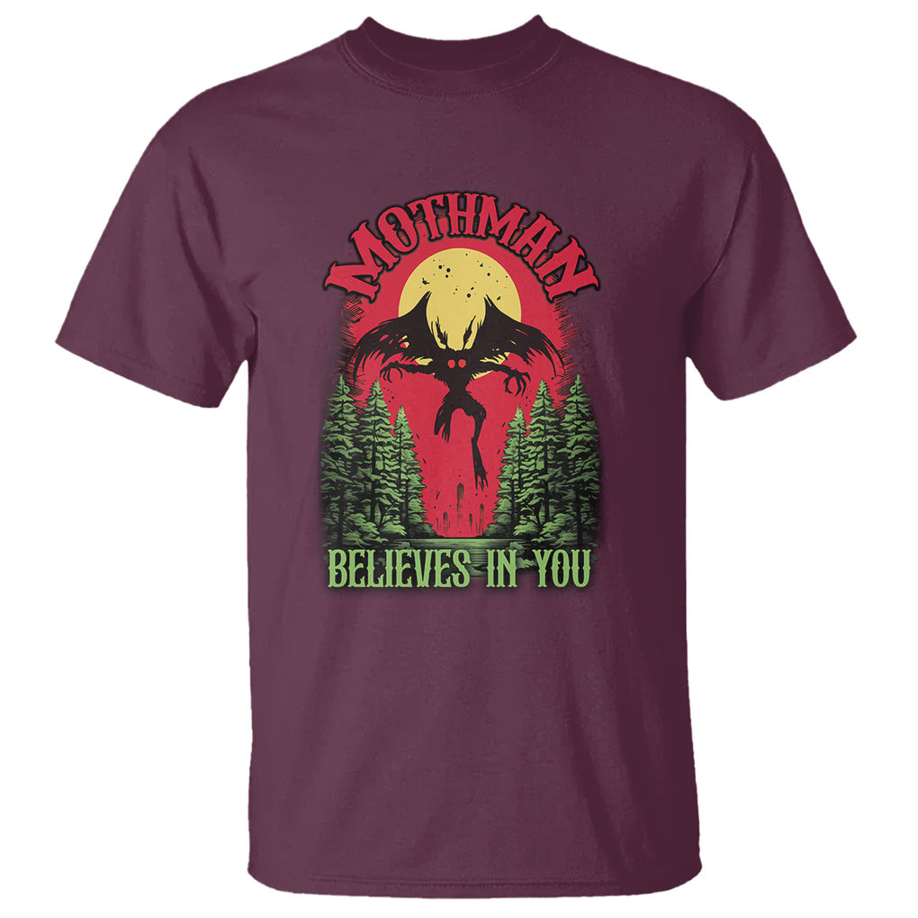 Mothman T Shirt Believes In You Cryptid Cryptozoology TS02 Maroon Printyourwear