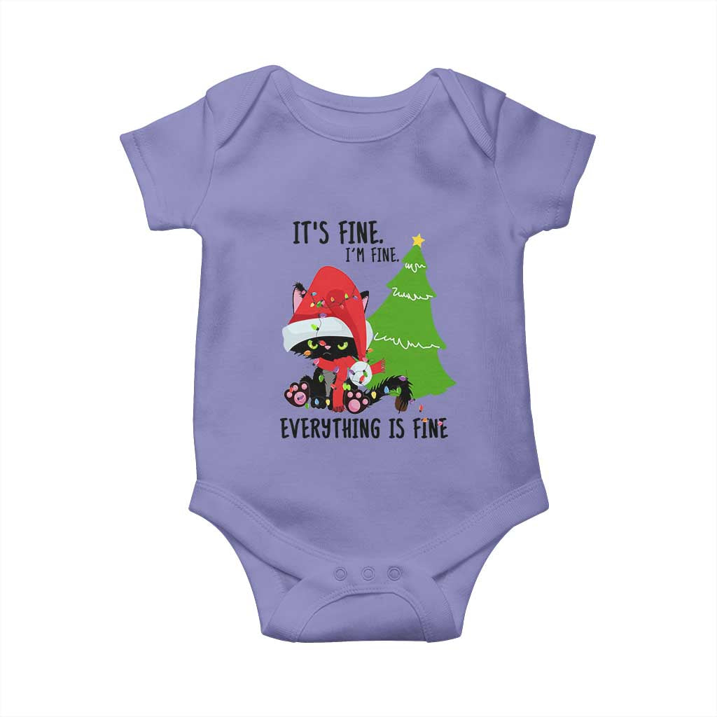 Black Cat Christmas Baby Onesie It's Fine I'm Fine Everything Is Fine TS02 Violet Print Your Wear